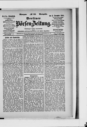 Berliner Börsen-Zeitung vom 02.12.1905