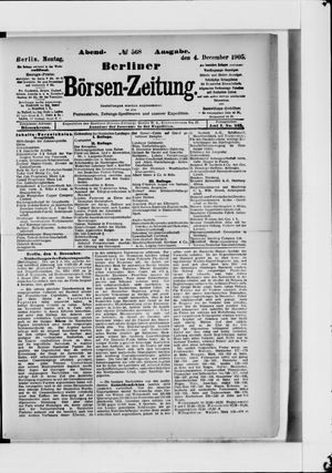 Berliner Börsen-Zeitung vom 04.12.1905