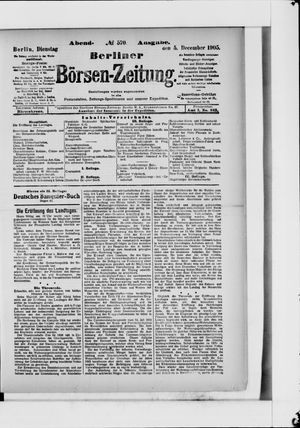 Berliner Börsen-Zeitung vom 05.12.1905