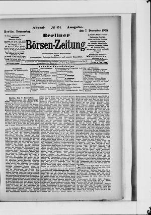 Berliner Börsen-Zeitung vom 07.12.1905