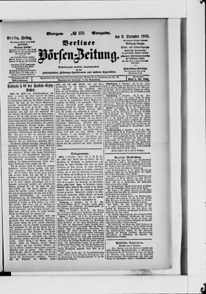 Berliner Börsen-Zeitung vom 08.12.1905