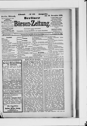 Berliner Börsen-Zeitung vom 20.12.1905