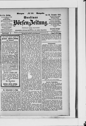 Berliner Börsen-Zeitung vom 22.12.1905