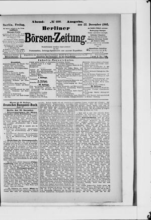 Berliner Börsen-Zeitung vom 22.12.1905