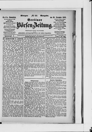 Berliner Börsen-Zeitung vom 30.12.1905