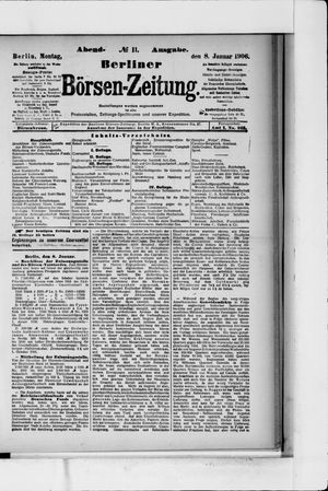 Berliner Börsen-Zeitung vom 08.01.1906