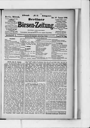 Berliner Börsen-Zeitung vom 10.01.1906