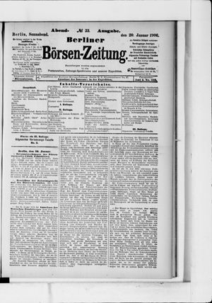 Berliner Börsen-Zeitung on Jan 20, 1906