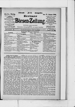 Berliner Börsen-Zeitung vom 22.01.1906