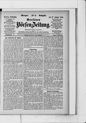 Berliner Börsen-Zeitung on Jan 27, 1906