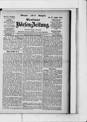 Berliner Börsen-Zeitung on Jan 30, 1906