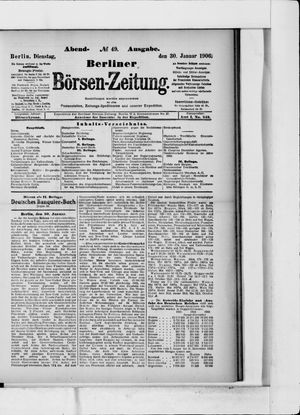 Berliner Börsen-Zeitung on Jan 30, 1906