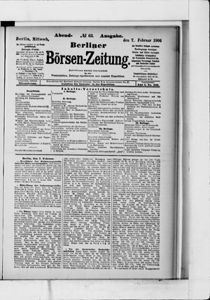 Berliner Börsen-Zeitung vom 07.02.1906