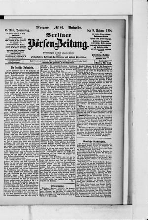 Berliner Börsen-Zeitung vom 08.02.1906