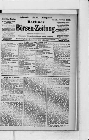 Berliner Börsen-Zeitung vom 19.02.1906
