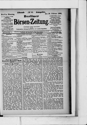 Berliner Börsen-Zeitung vom 20.02.1906
