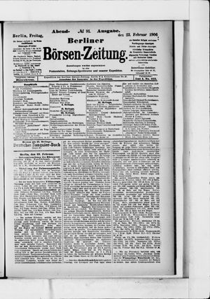 Berliner Börsen-Zeitung on Feb 23, 1906