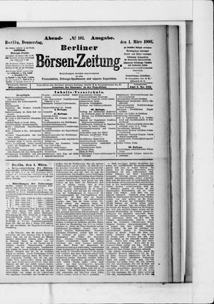 Berliner Börsen-Zeitung vom 01.03.1906