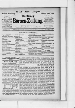 Berliner Börsen-Zeitung on Apr 12, 1906