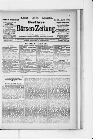 Berliner Börsen-Zeitung on Apr 14, 1906