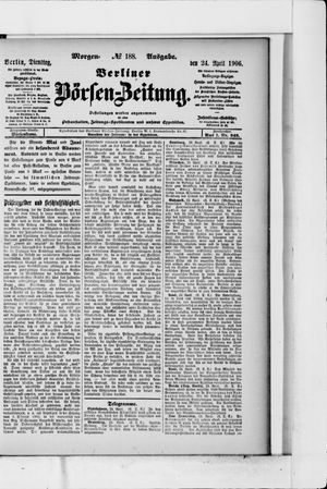 Berliner Börsen-Zeitung vom 24.04.1906