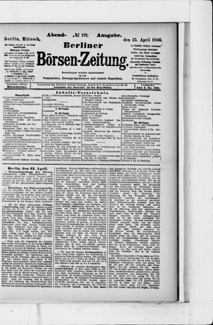 Berliner Börsen-Zeitung on Apr 25, 1906
