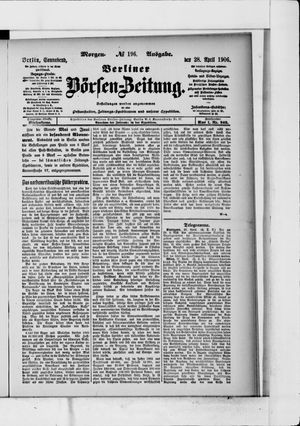 Berliner Börsen-Zeitung vom 28.04.1906