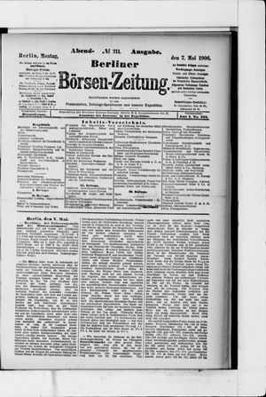 Berliner Börsen-Zeitung vom 07.05.1906