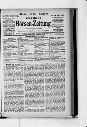 Berliner Börsen-Zeitung on May 10, 1906