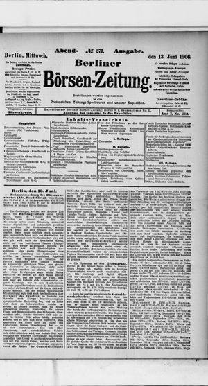 Berliner Börsen-Zeitung on Jun 13, 1906