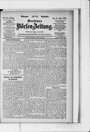 Berliner Börsen-Zeitung vom 15.06.1906