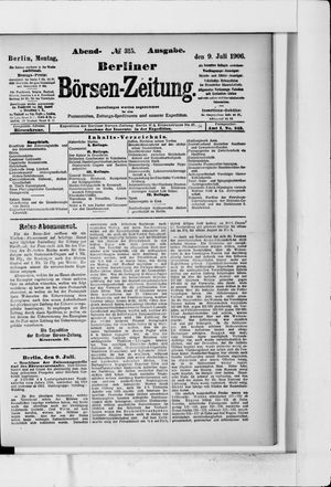 Berliner Börsen-Zeitung vom 09.07.1906