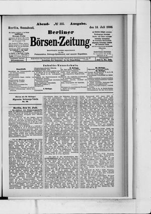 Berliner Börsen-Zeitung on Jul 14, 1906