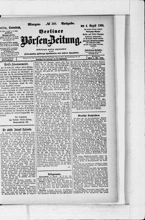 Berliner Börsen-Zeitung vom 04.08.1906