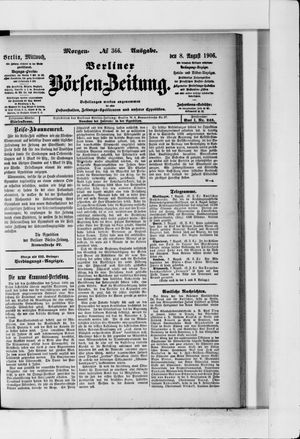 Berliner Börsen-Zeitung on Aug 8, 1906