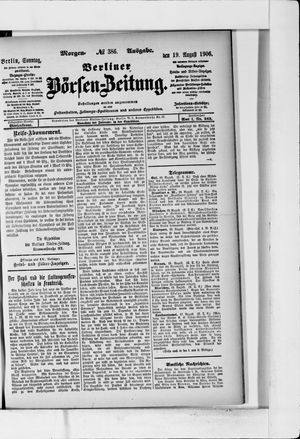 Berliner Börsen-Zeitung vom 19.08.1906
