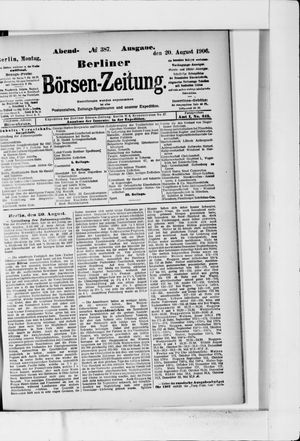 Berliner Börsen-Zeitung vom 20.08.1906