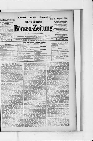 Berliner Börsen-Zeitung vom 21.08.1906