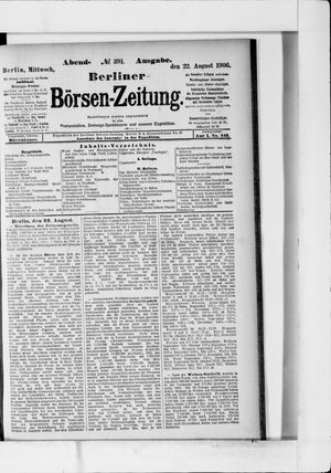Berliner Börsen-Zeitung vom 22.08.1906