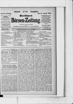Berliner Börsen-Zeitung vom 24.08.1906