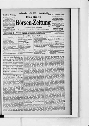Berliner Börsen-Zeitung vom 27.08.1906
