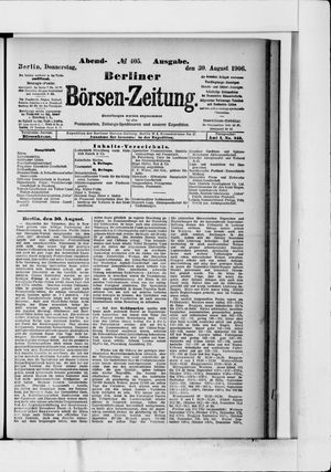 Berliner Börsen-Zeitung on Aug 30, 1906
