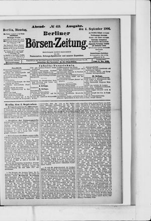 Berliner Börsen-Zeitung on Sep 4, 1906