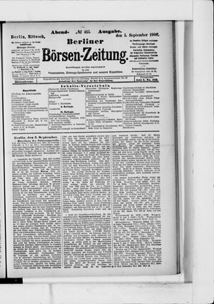 Berliner Börsen-Zeitung on Sep 5, 1906