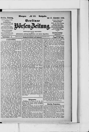 Berliner Börsen-Zeitung vom 11.09.1906