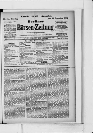 Berliner Börsen-Zeitung on Sep 18, 1906