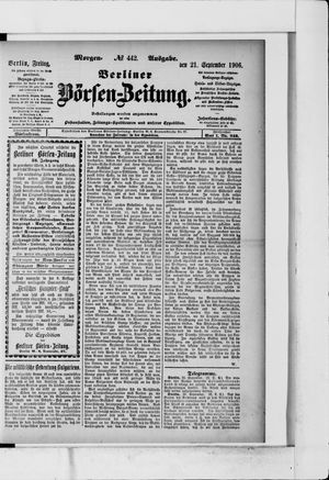 Berliner Börsen-Zeitung vom 21.09.1906