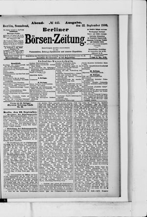 Berliner Börsen-Zeitung vom 22.09.1906