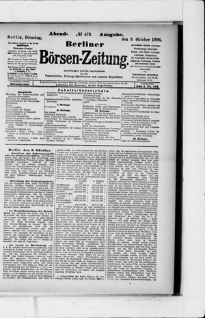 Berliner Börsen-Zeitung vom 09.10.1906