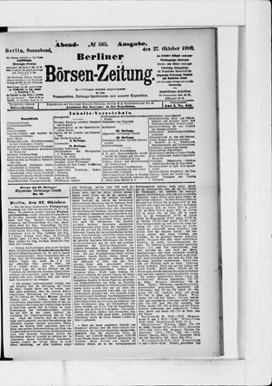 Berliner Börsen-Zeitung vom 27.10.1906